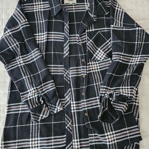 Ci Sono Black and White Plaid Shirt